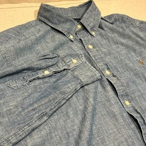 Ralph Lauren Mens XXL Classic Fit‎ RL Untucked Chambray Button Down Shirt Polo